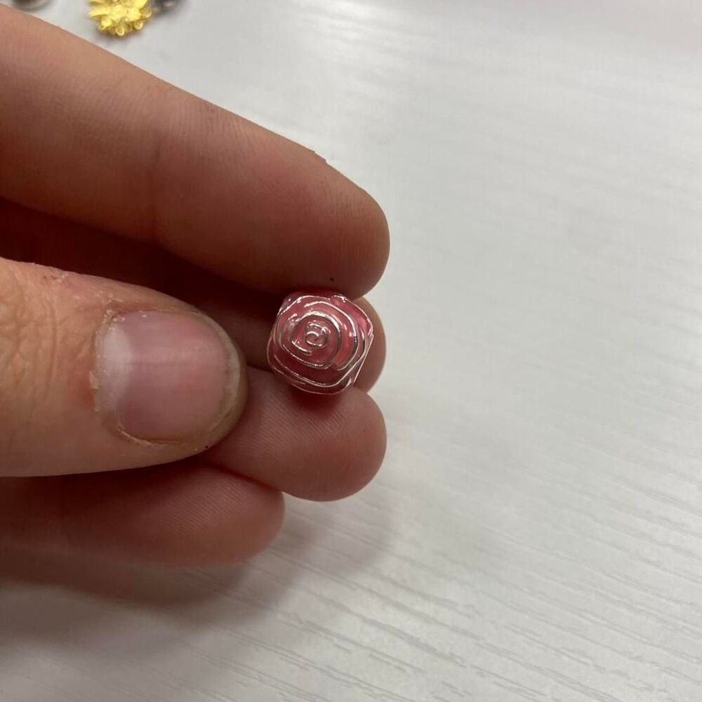 Pink Rose  Charm For Bracelet